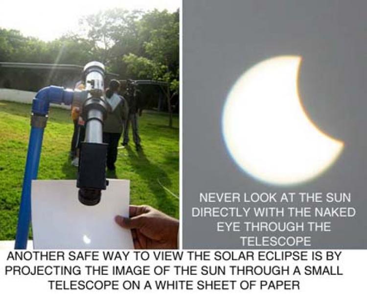 هرگز به طور مستقیم یا از درون تلسکوپ به خورشید نگاه نکنید.