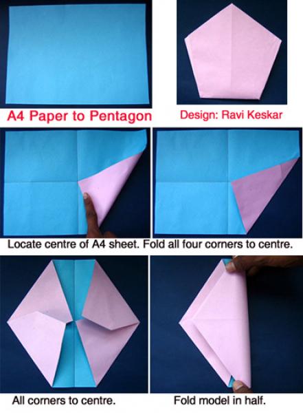 تبدیل کاغذ آ۴ به پنج ضلعی ، اثر : راوی کشکار.